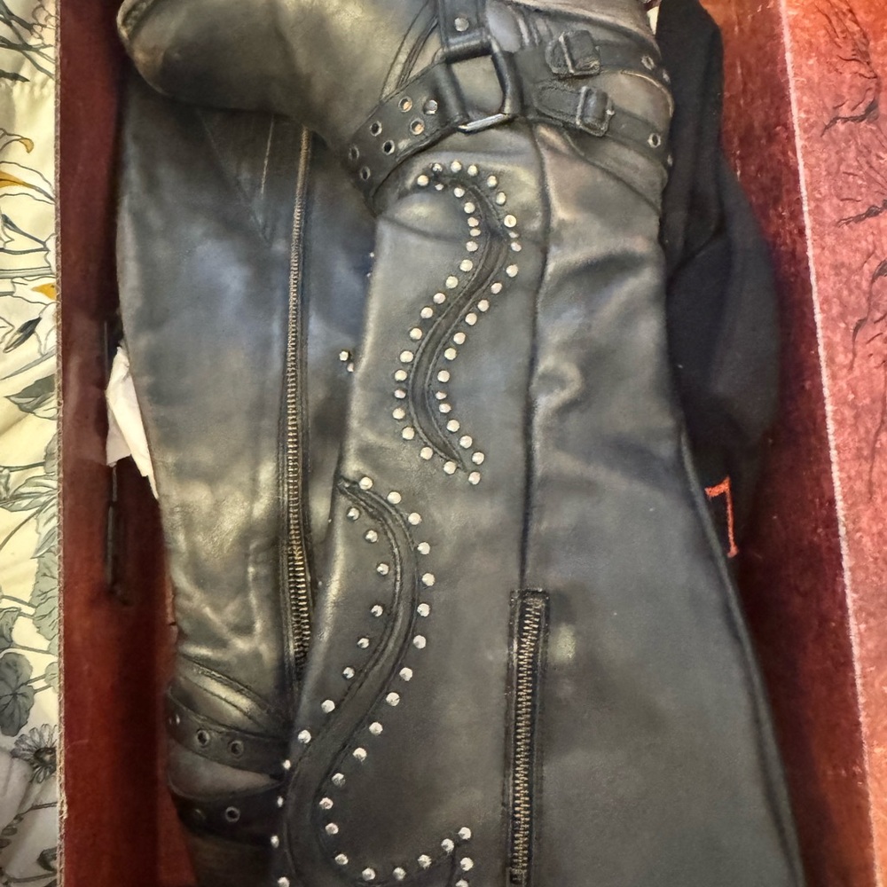 Freebird Black Heeled Boots with Studded Design